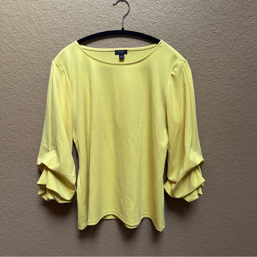 Ann Taylor Yellow Blouse ruffled sleeve